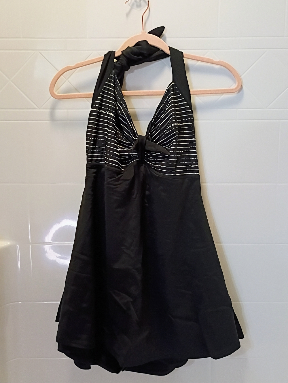 COCOSHIP Black Swimdress with Built In Shorts 16